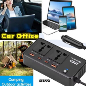 200W Car Power Inverter DC12V to AC220V with USB C and USB A for Business Travel