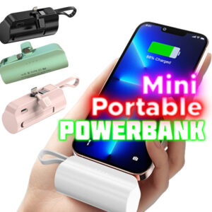 Mini Capsule 5000mAh Power Bank Built in Cable Portable Charger Powerbank iP Android